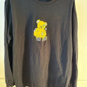 Vans Men Black Long Sleeve Tee with Yellow Bear